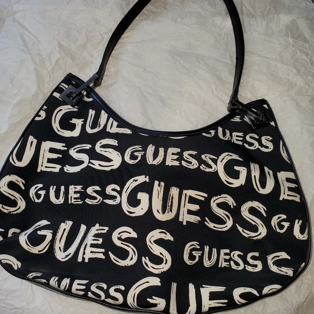 Guess print graffiti hobo handbag with magnetic closure